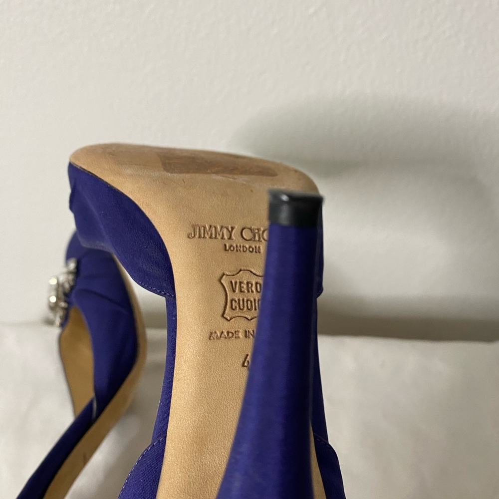 Jimmy Choo Embellished Satin Pumps blue/purple closed toe size 40 - Picture 8 of 14